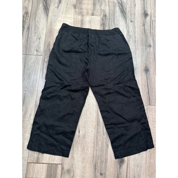 Eileen Fisher Black Linen Blend Cropped Pants Womens L with Drawstring Waist & F - Picture 7 of 7